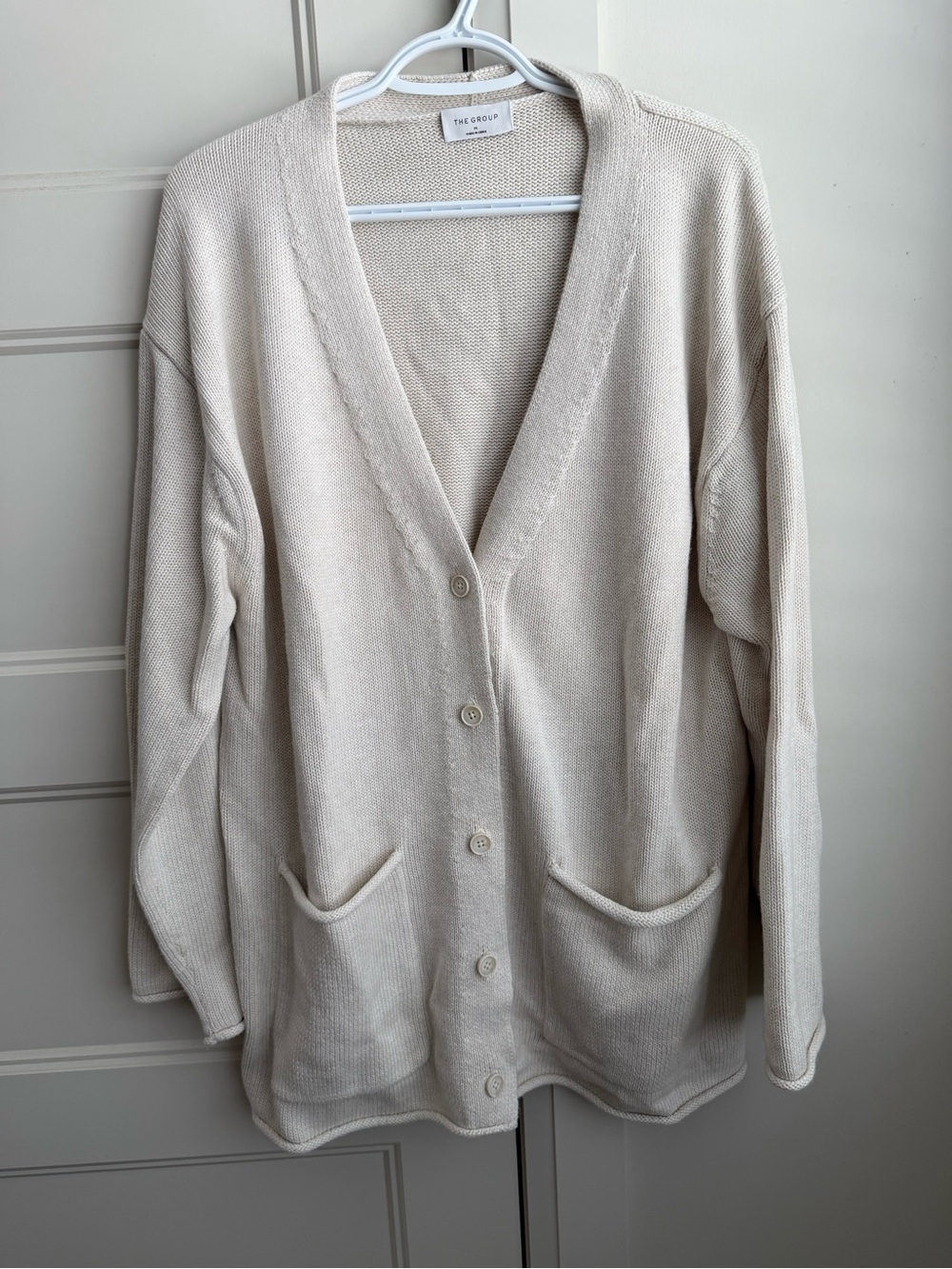 Aritzia’s The Group by Babaton Cotton/Cashmere V-Neck Button Cardigan - Cream